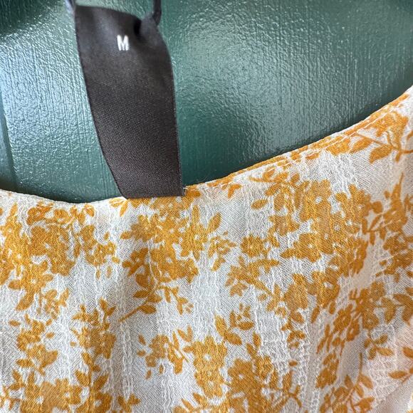 NWT Y.A.S. Mustard Yellow Floral Faux Wrap Maxi Dress M Cottagecore Fall - Picture 7 of 8